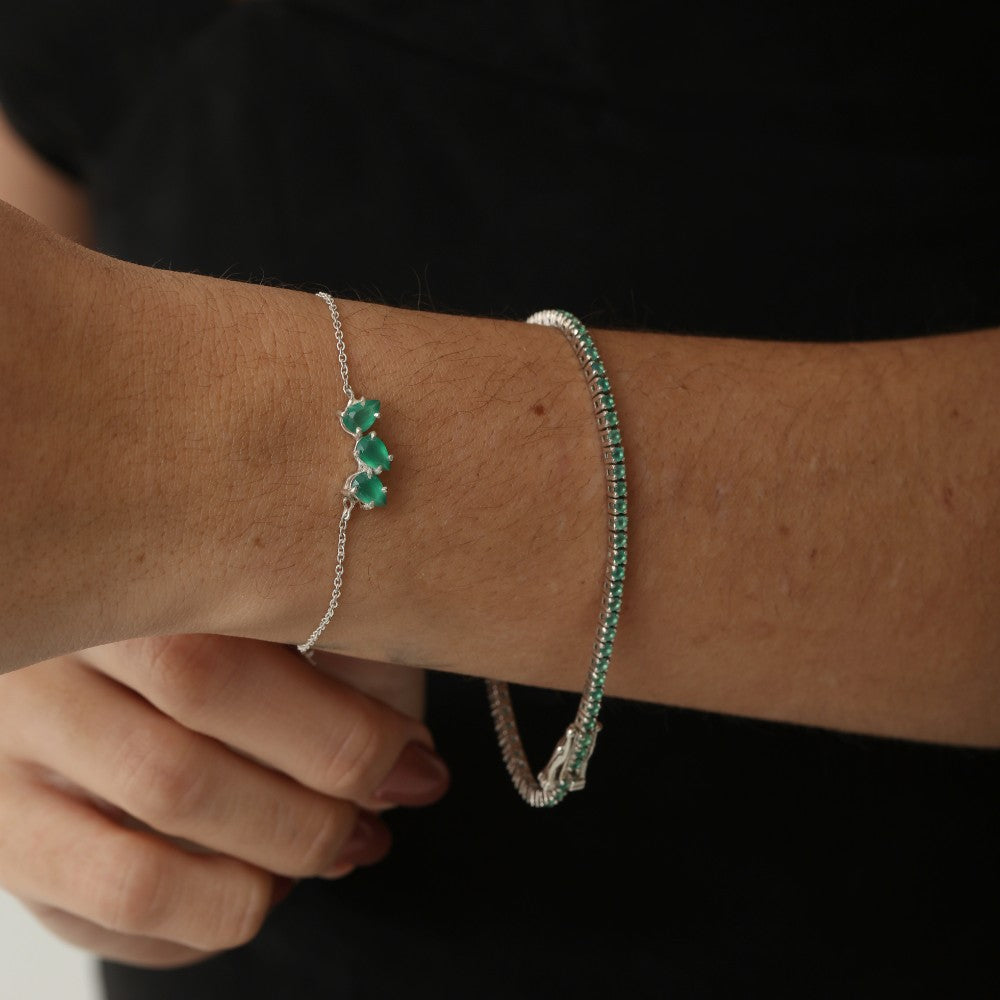 Pulseiras Haal Rivieras de Pedra Natural - Prata 925