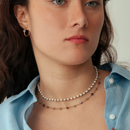 Colar Haal Pérolas e Hematita Lilith - Prata 925