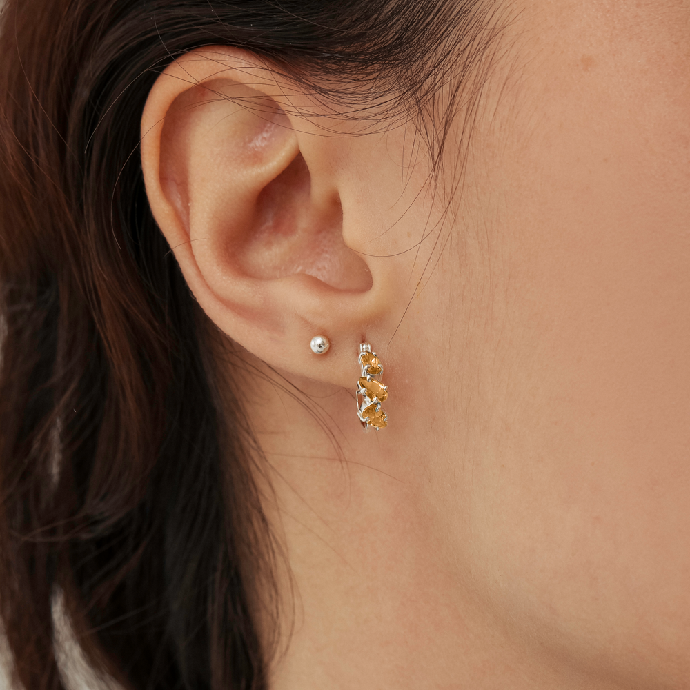 Argolinhas Haal Leaf - Prata 925