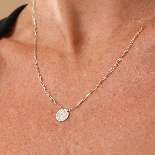 Colar Haal Medalha Olho Grego - Prata 925