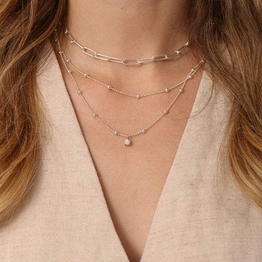 Corrente Haal Bolinhas com Mini Bolinhas - Prata 925