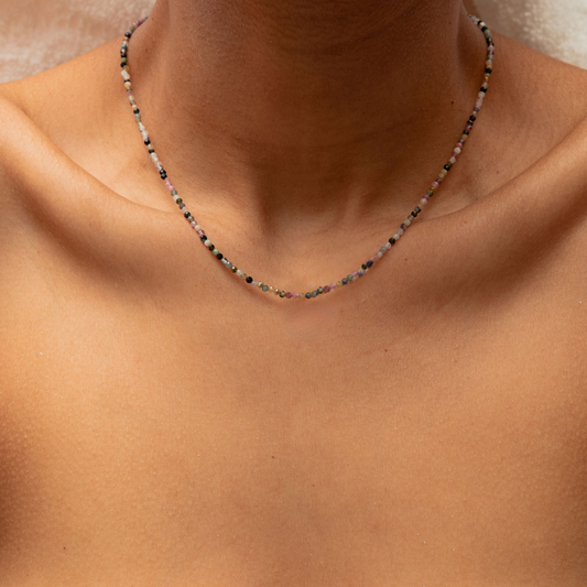 Colar Haal Fio de Pedras Naturais - Prata 925