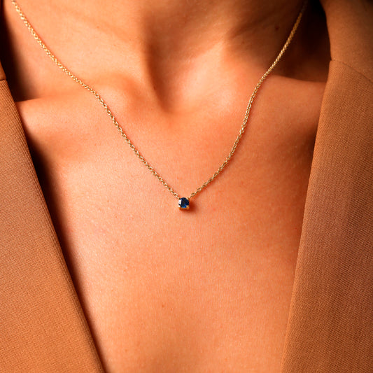 Colar Haal Redondo Safira 4mm - Prata 925