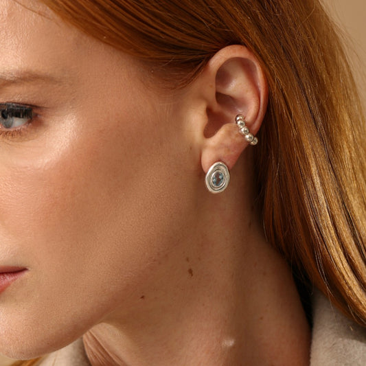 Brincos Haal Elipse Vertical - Prata 925