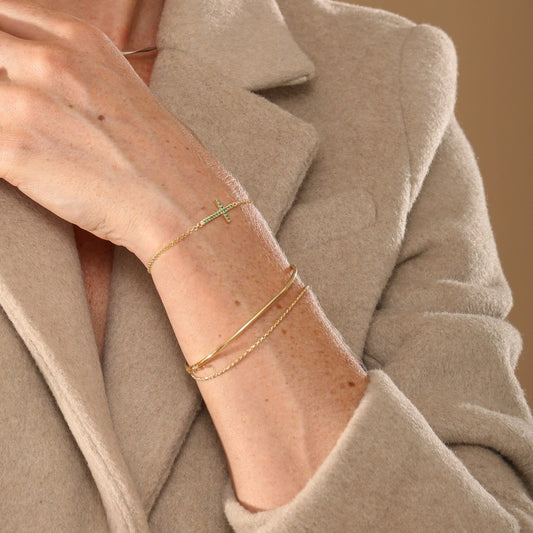 Pulseira Haal Cruz Cravejada - Prata 925