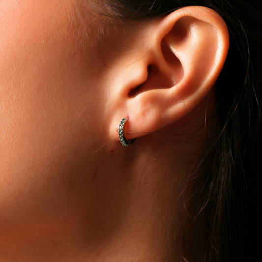 Argolinhas Click Pedra Natural - Prata 925