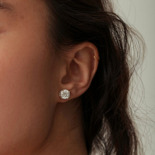 Brincos Haal Redondo Moissanite - Prata 925