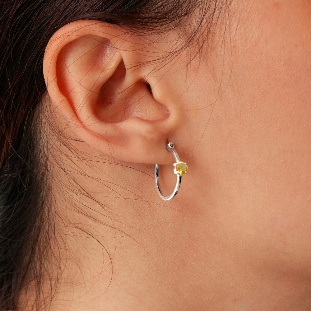 Brincos Argolas Haal Ponto de Luz - Prata 925