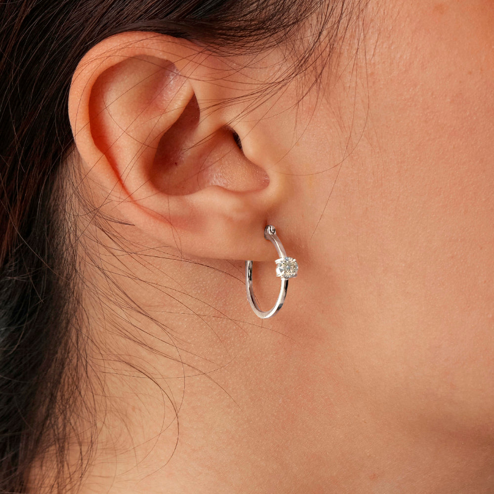 Brincos Argolas Haal Ponto de Luz - Prata 925