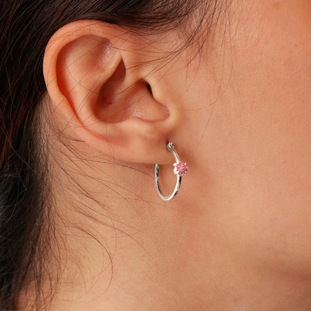 Brincos Argolas Haal Ponto de Luz - Prata 925