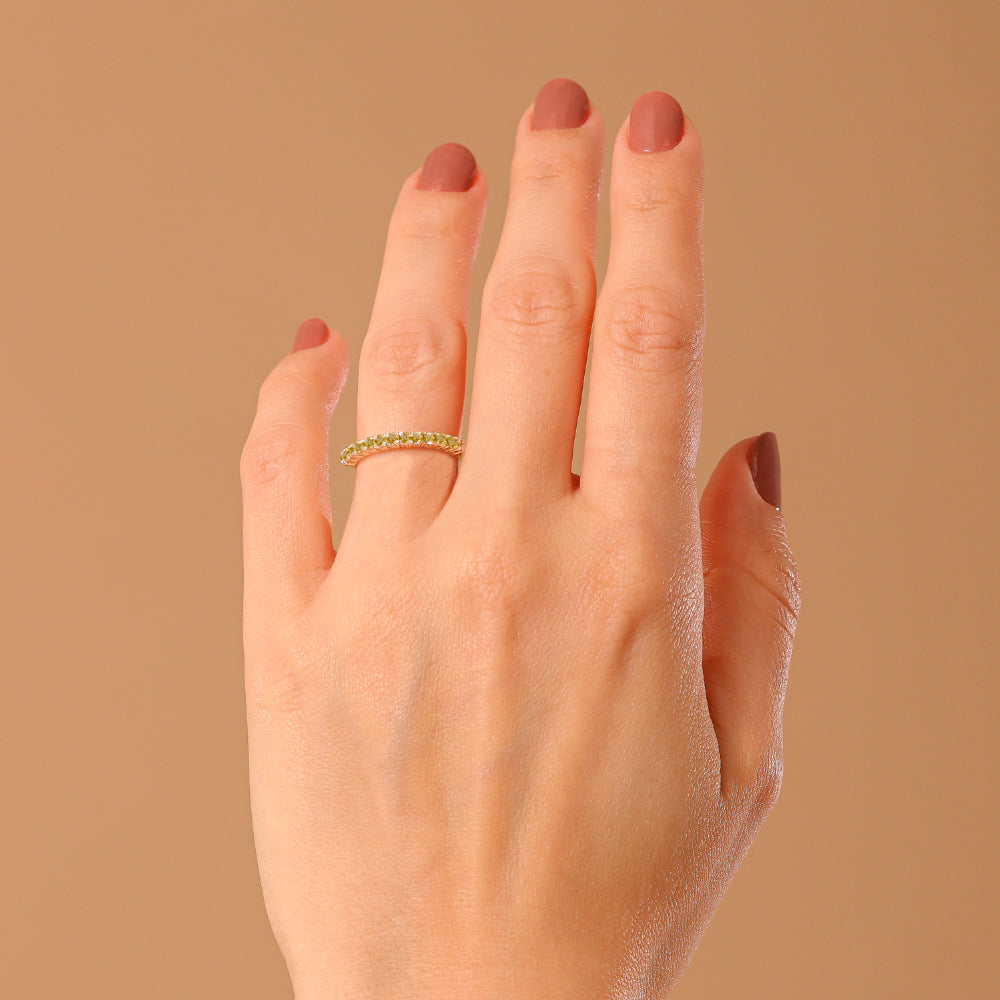 Anel Haal Meia Aliança de Pedra Natural - Prata 925