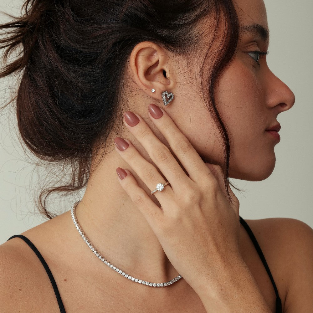 Anel Solitário Moissanite 1ct - Prata 925