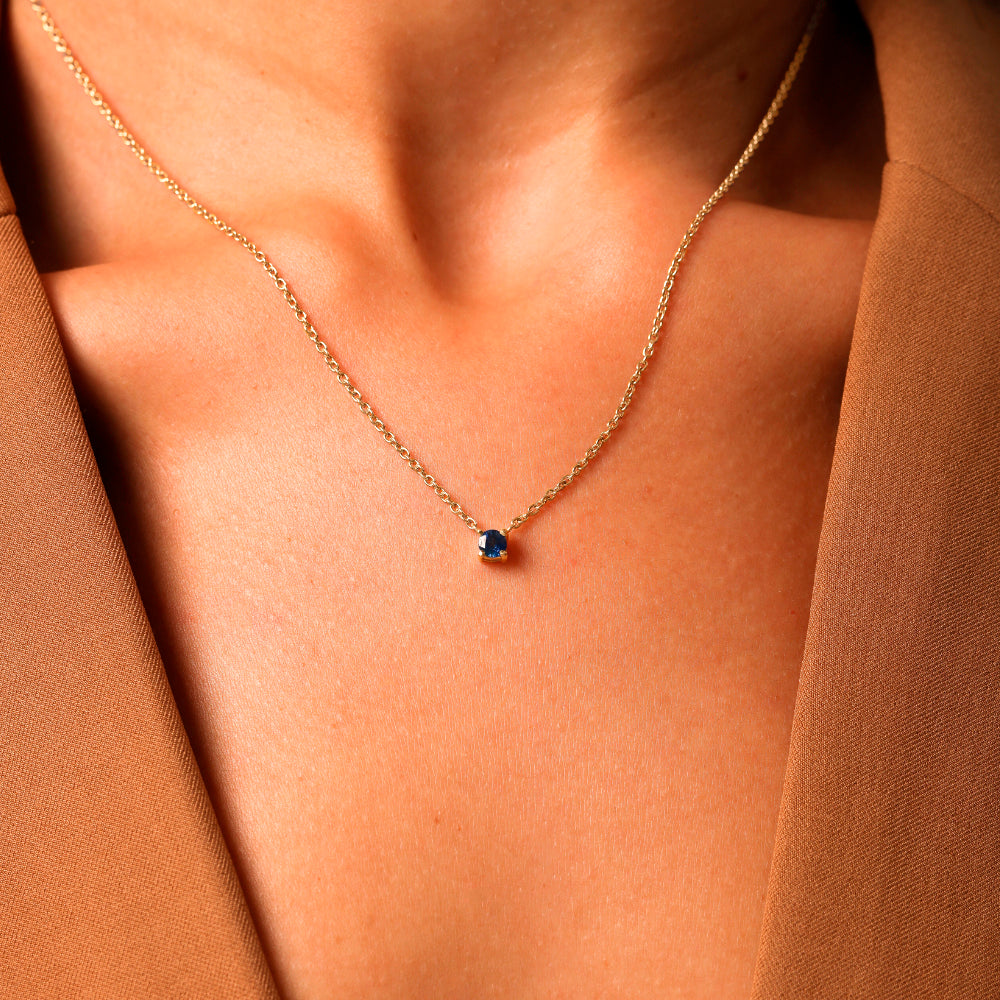 Colar Haal Redondo Safira 4mm - Prata 925