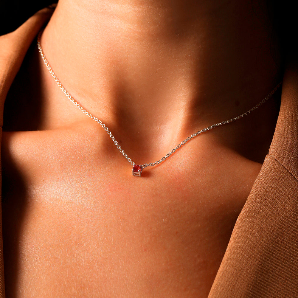 Colar Haal Redondo Turmalina Rosa 4mm - Prata 925