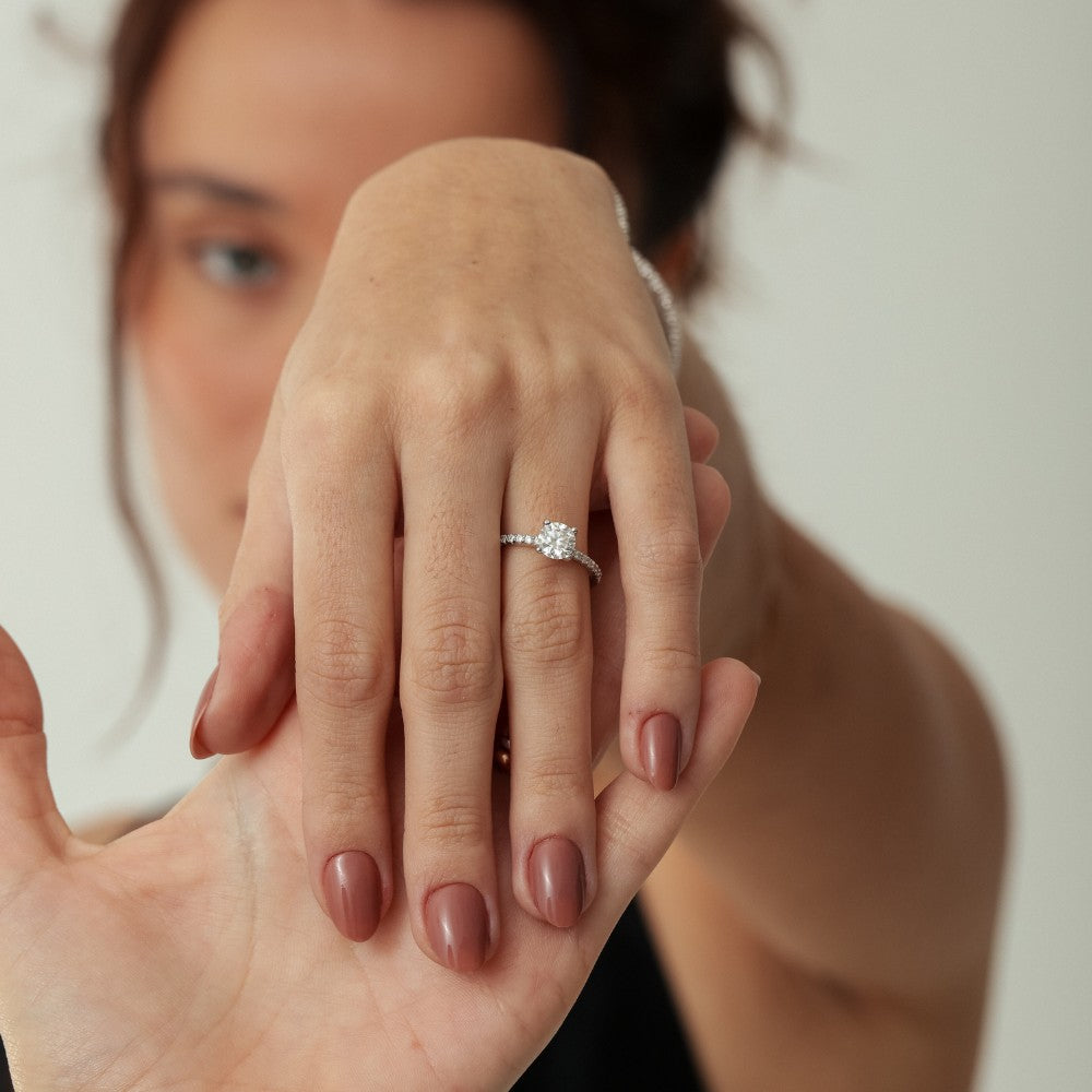 Anel Solitário Moissanite 1ct - Prata 925