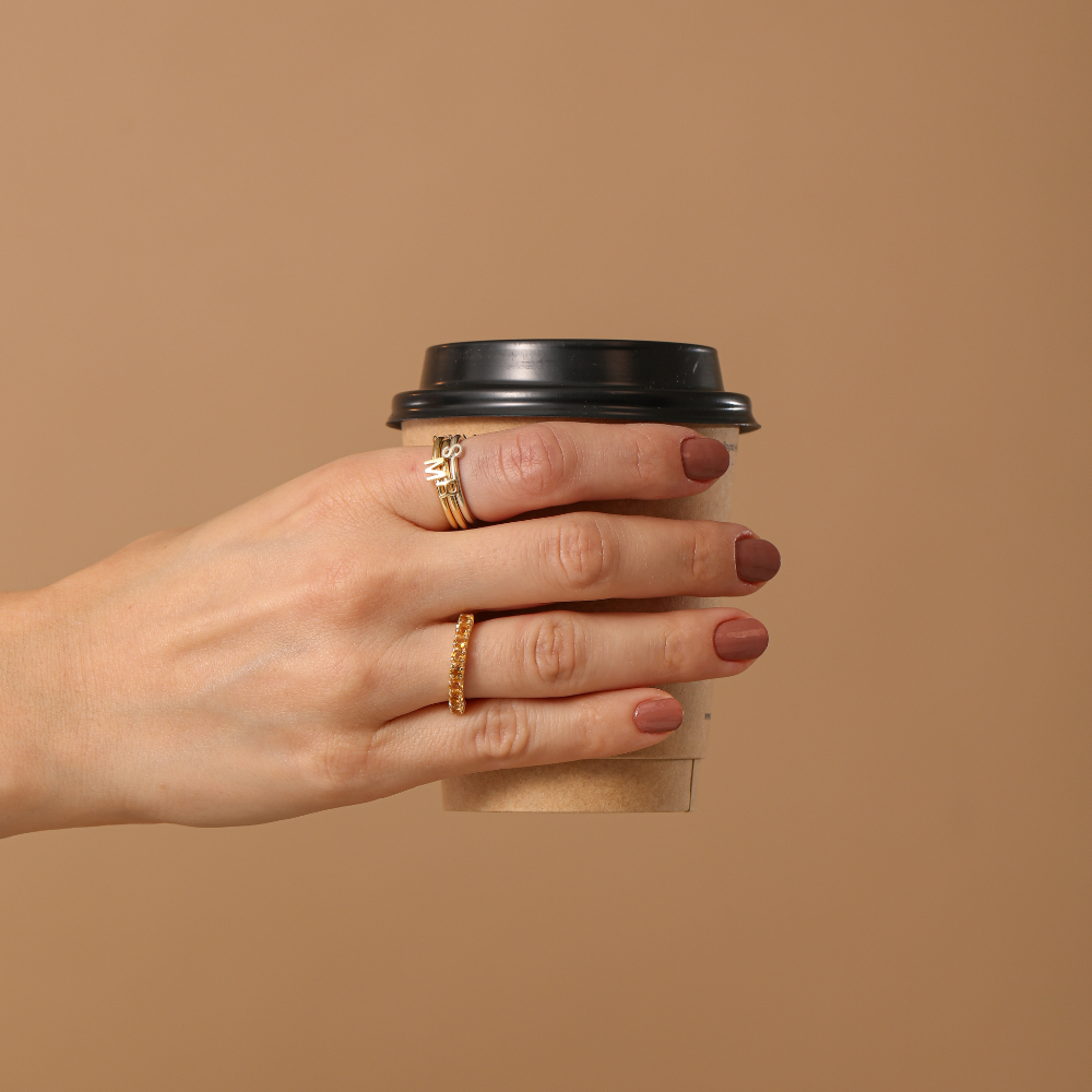 Anel Haal Meia Aliança de Pedra Natural - Prata 925