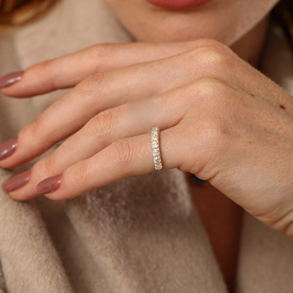 Anel Haal Meia Aliança Moissanite - Prata 925