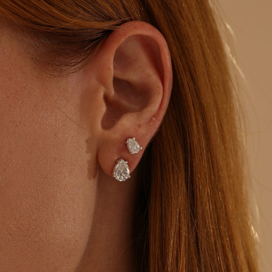 Brincos Haal Gota Moissanite - Prata 925