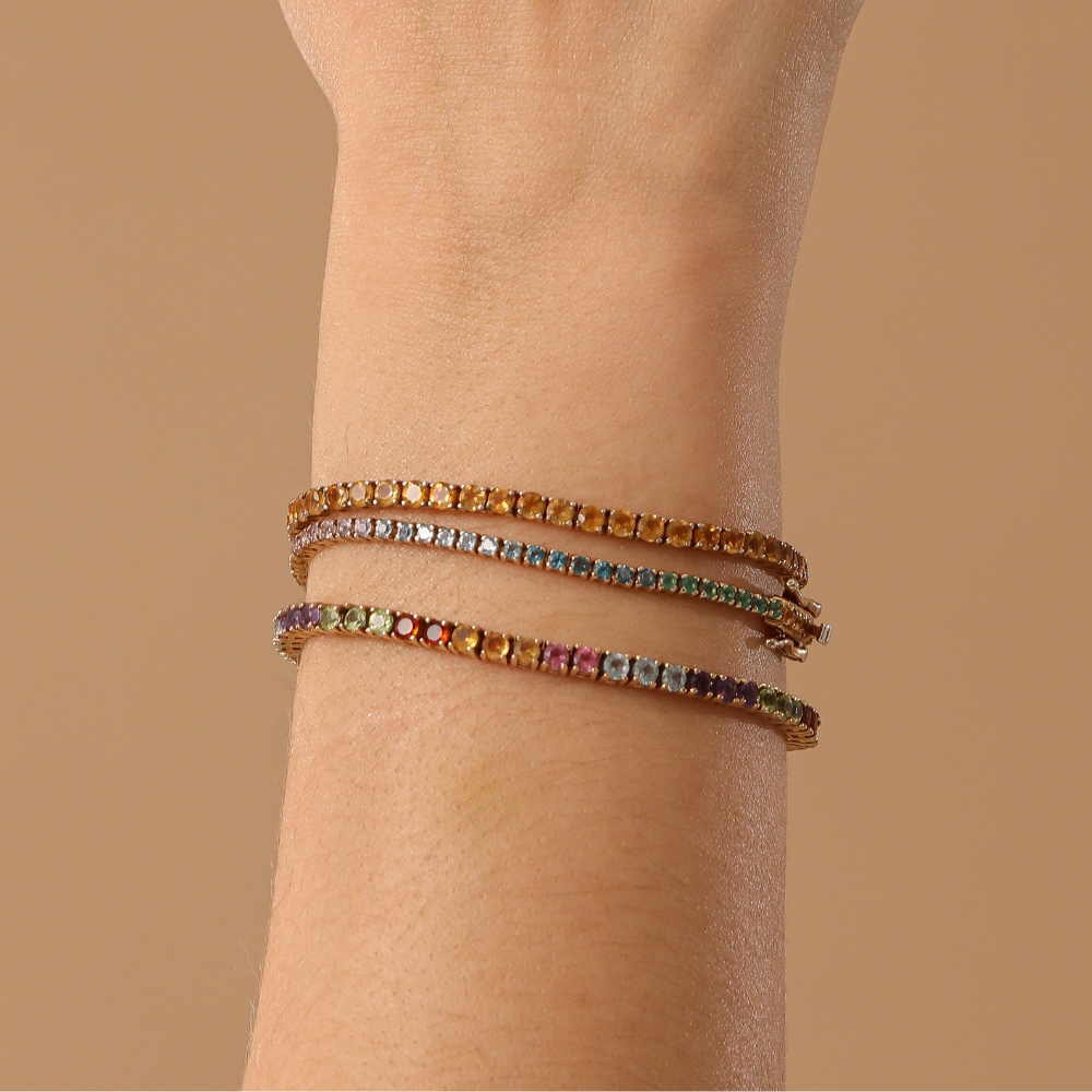 Pulseiras Haal Rivieras de Pedra Natural - Prata 925