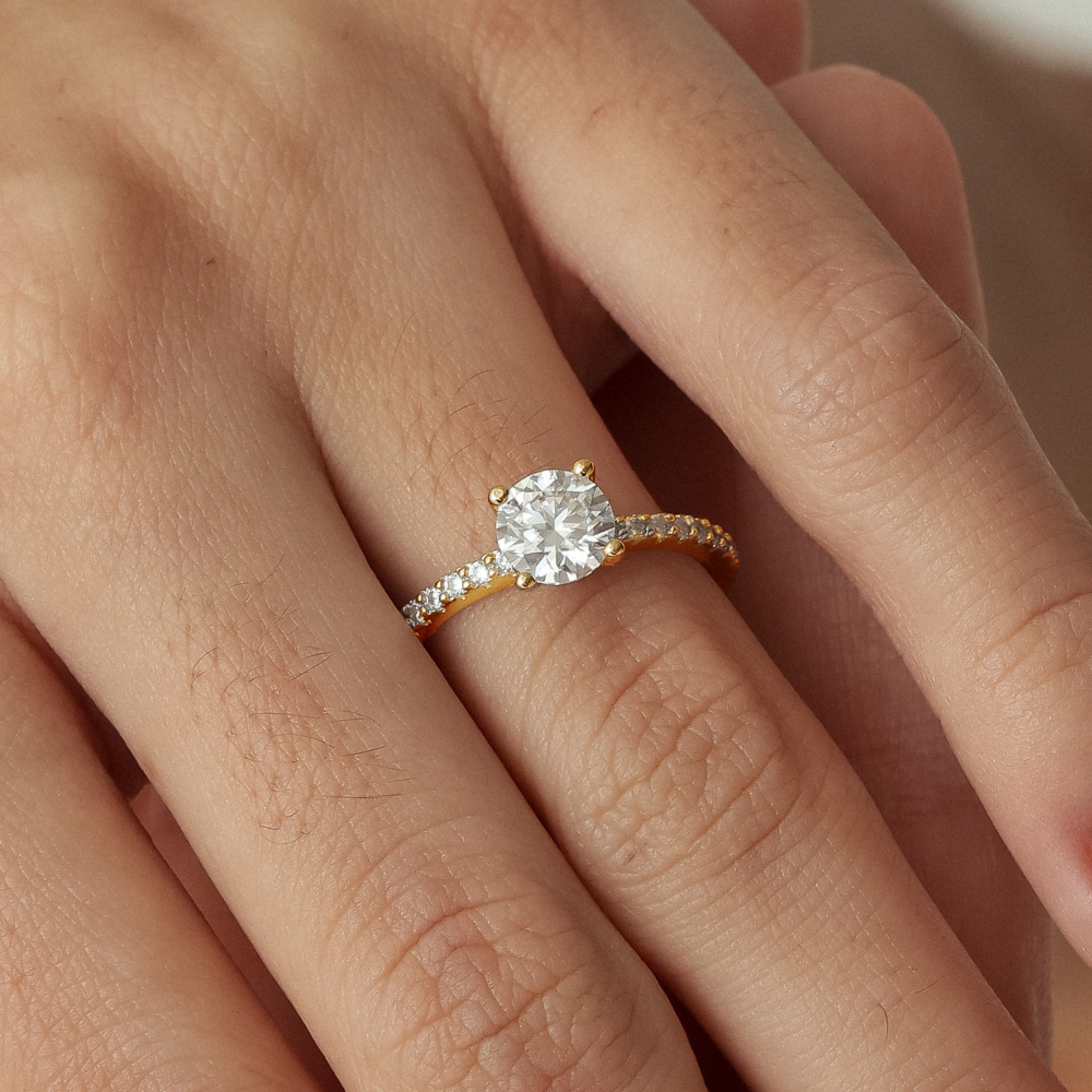 Anel Solitário Moissanite 1ct - Prata 925
