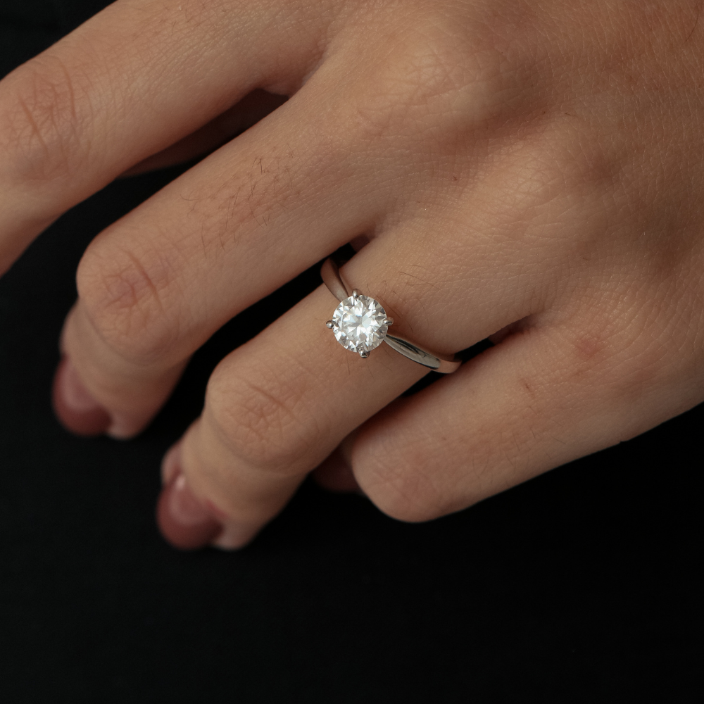 Anel Solitário Moissanite 1ct - Prata 925